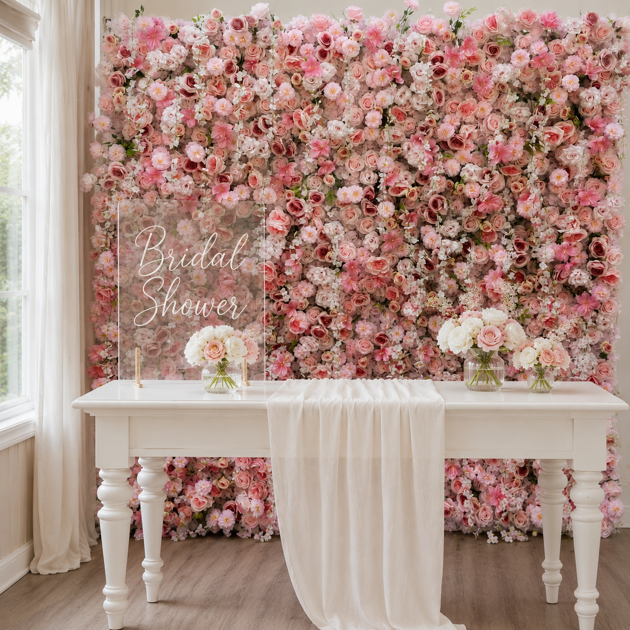 Blush Rose Artificial Flower Wall Backdrop for Weddings and Events