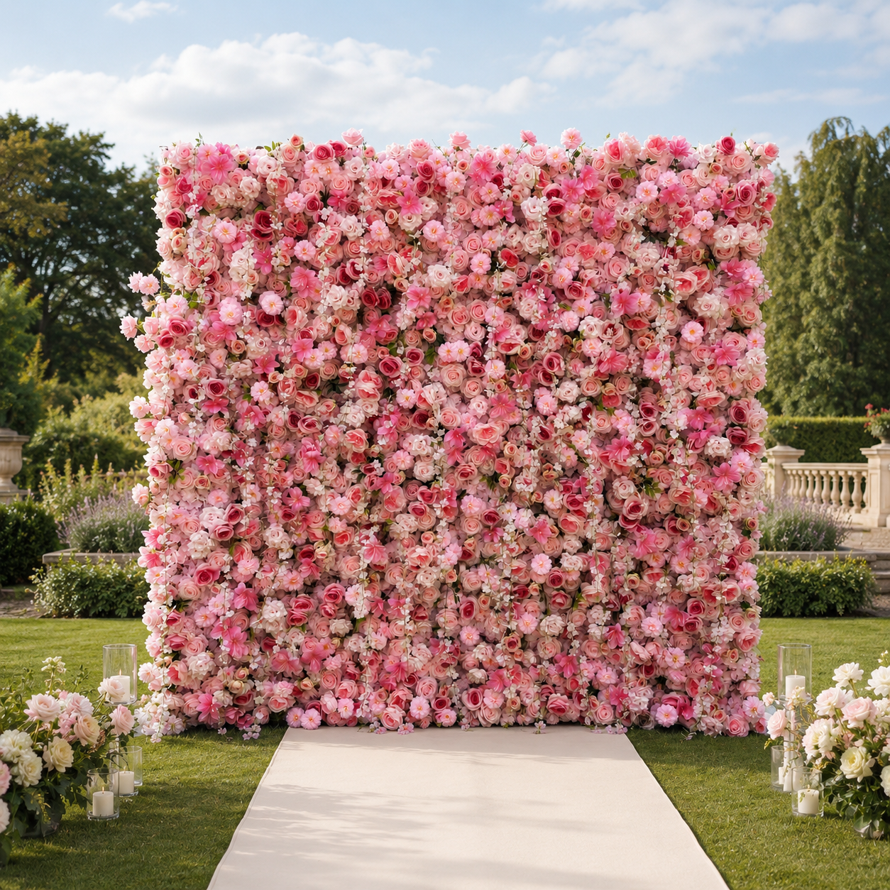 Blush Rose Artificial Flower Wall Backdrop for Weddings and Events