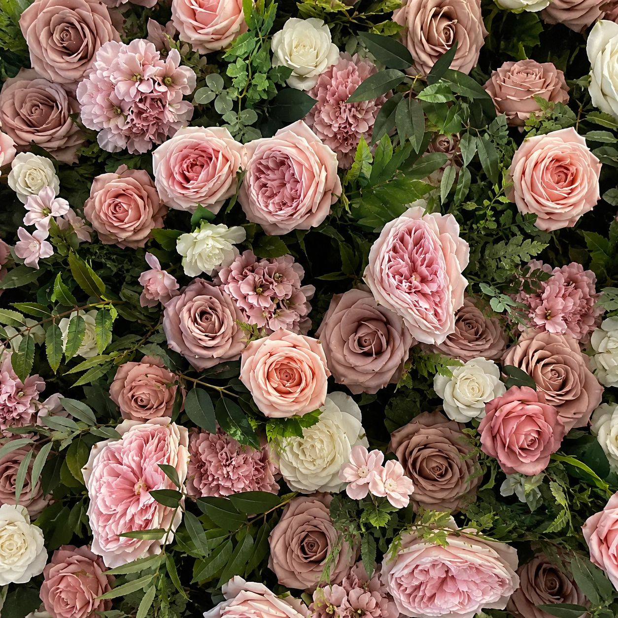 Dusty Rose and Cream Artificial Flower Wall Backdrop for Bridal Showers, Photo Booths and Events