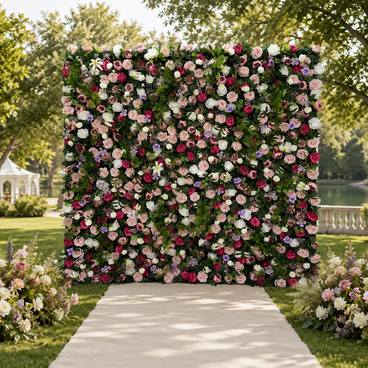 Garden Rose Greenery Artificial Flower Wall Backdrop for Weddings and Events