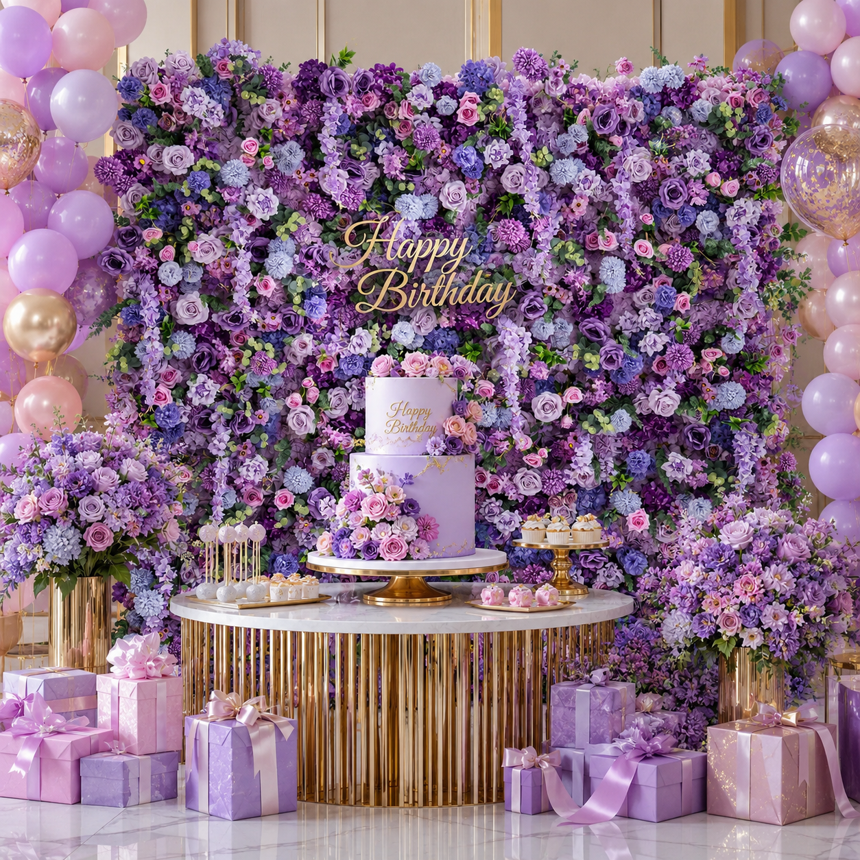 Lavender Garden Flower Wall Backdrop for Wedding Bridal Shower & Garden Party