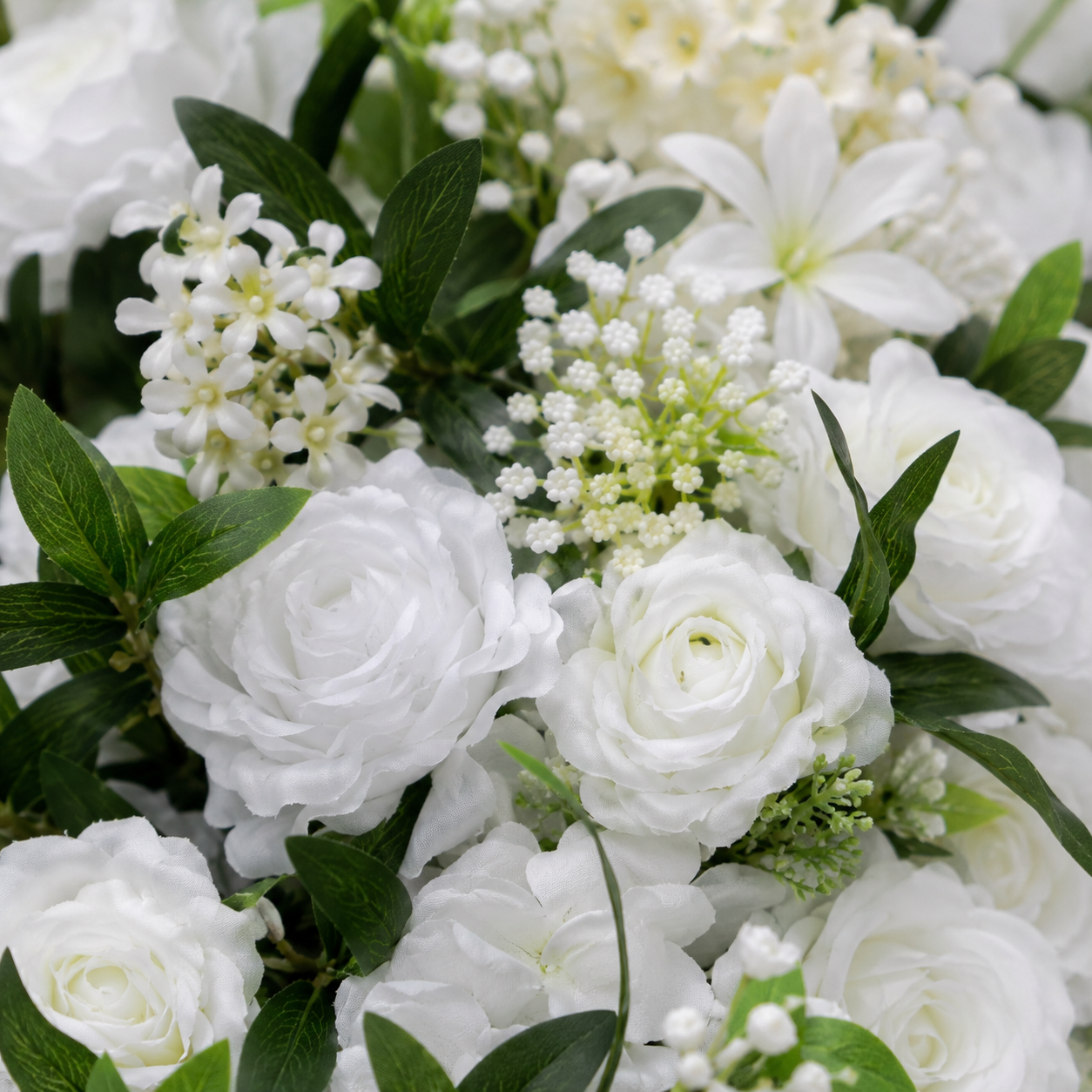 White Rose Greenery Artificial Flower Wall Backdrop for Weddings Baby Showers Birthday and Events