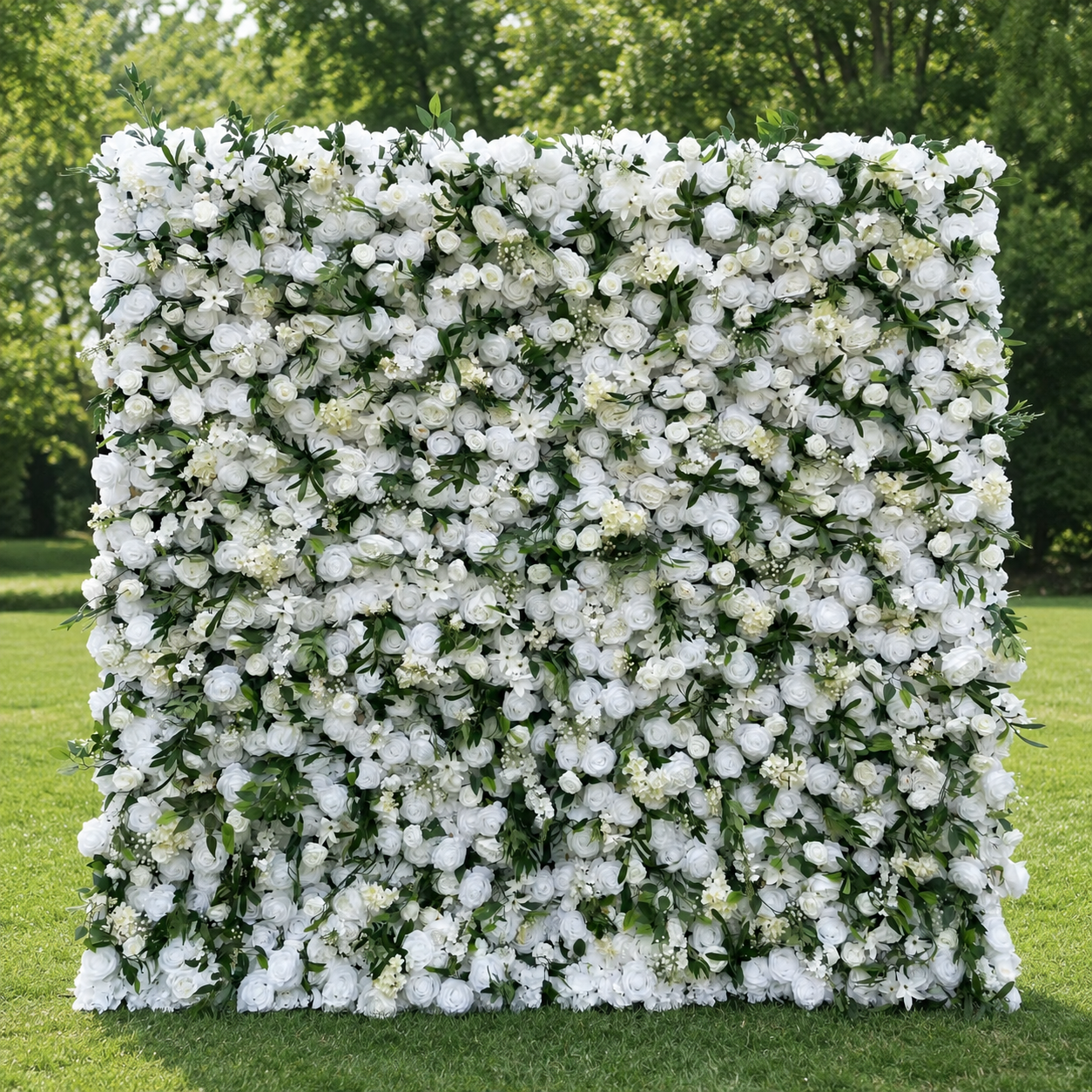 White Rose Greenery Artificial Flower Wall Backdrop for Weddings Baby Showers Birthday and Events