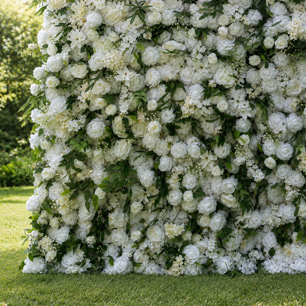 White Rose Greenery Artificial Flower Wall Backdrop for Weddings Baby Showers Birthday and Events