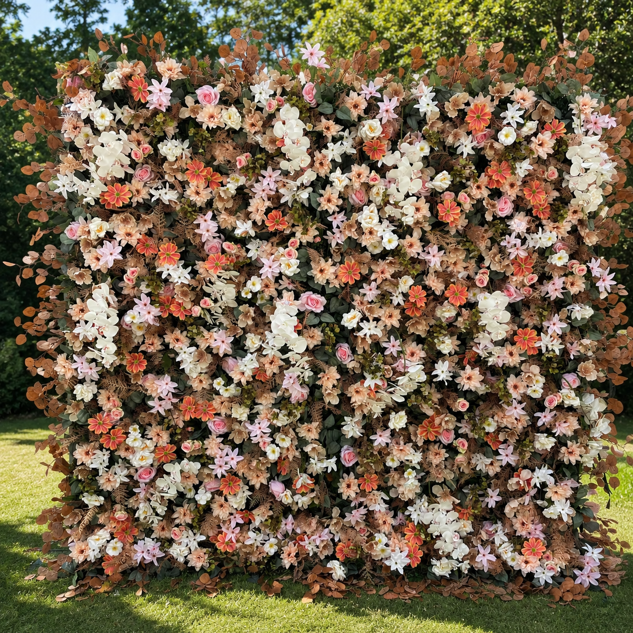 Autumn Wildflower Artificial Flower Wall Backdrop for Fall Weddings