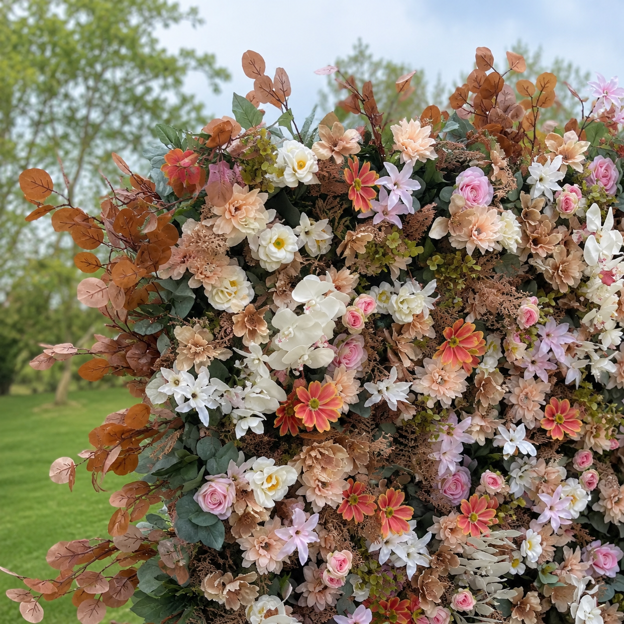 Autumn Wildflower Artificial Flower Wall Backdrop for Fall Weddings