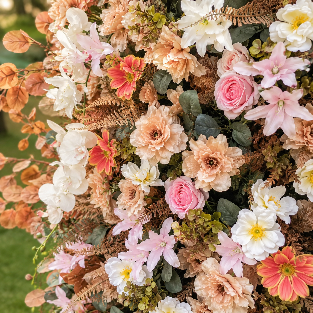 Autumn Wildflower Artificial Flower Wall Backdrop for Fall Weddings