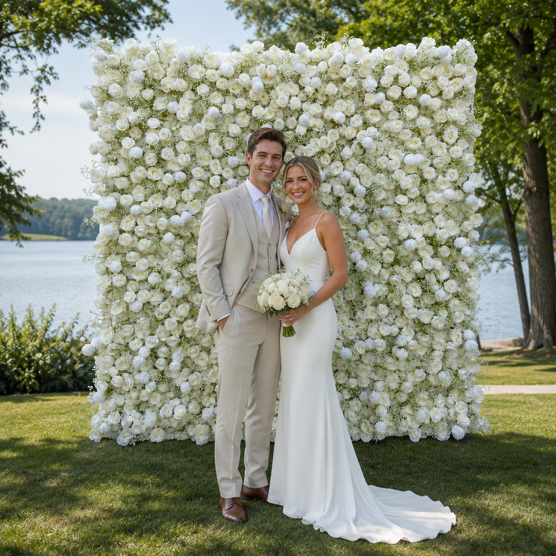 Baby’s Breath Artificial Flower Wall Backdrop for Weddings, Proposals, Photo Booths and Event Decor