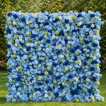 Blue Starry Wish Flower Wall Backdrop for Baby Shower &amp; Graduation Party