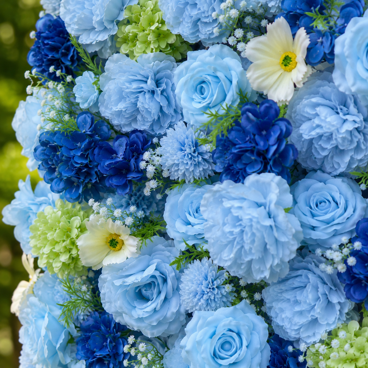 Blue Starry Wish Flower Wall Backdrop for Baby Shower &amp; Graduation Party
