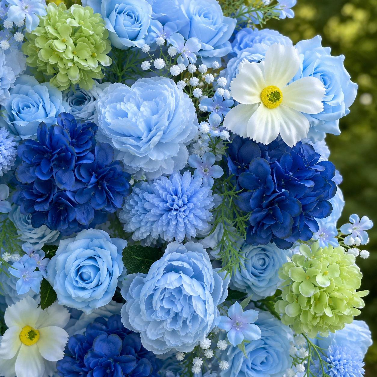 Blue Starry Wish Flower Wall Backdrop for Baby Shower &amp; Graduation Party