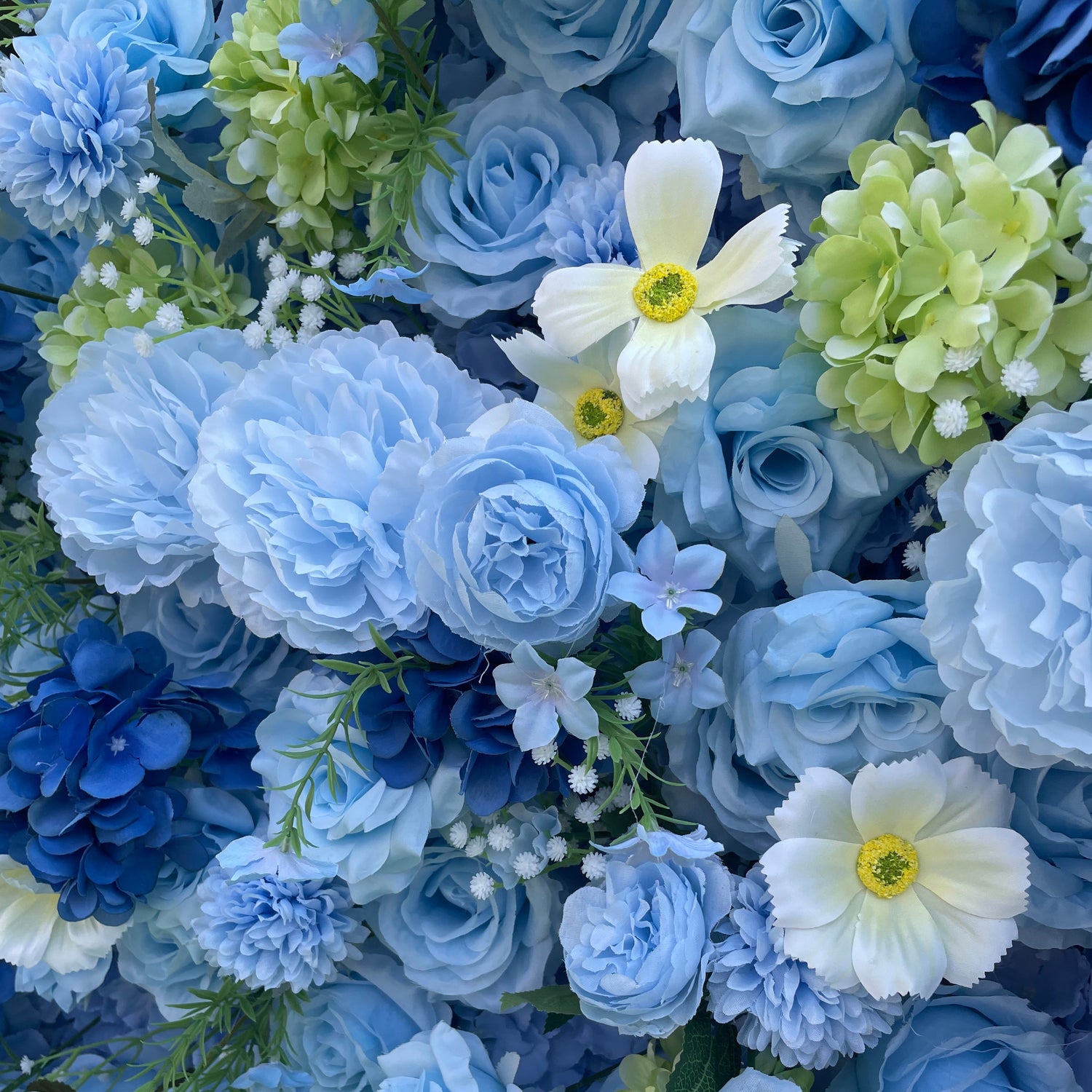 Blue Starry Wish Flower Wall Backdrop for Baby Shower &amp; Graduation Party