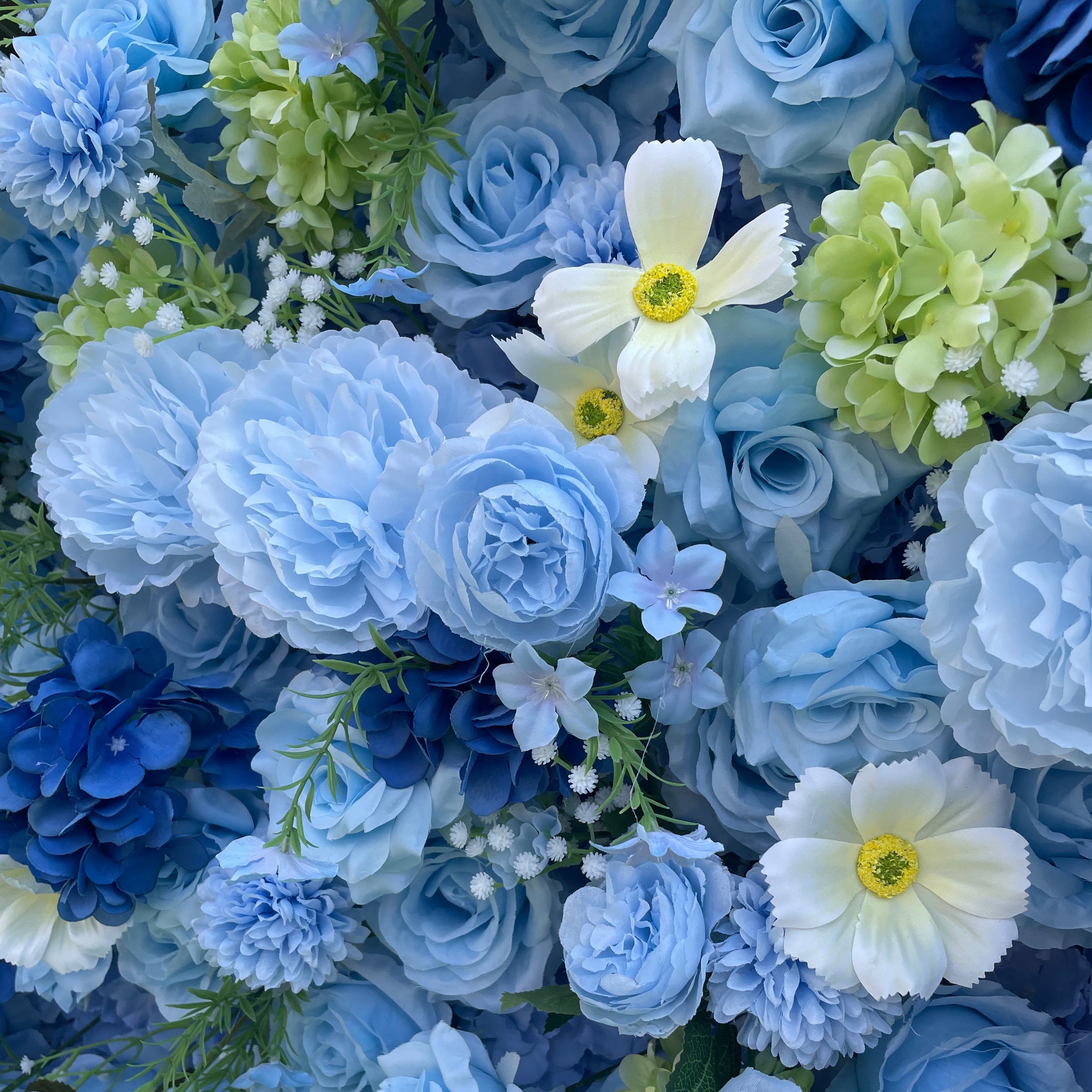 Blue Starry Wish Flower Wall Backdrop for Baby Shower &amp; Graduation Party