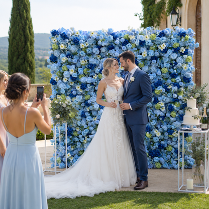 Blue Starry Wish Flower Wall Backdrop for Baby Shower &amp; Graduation Party