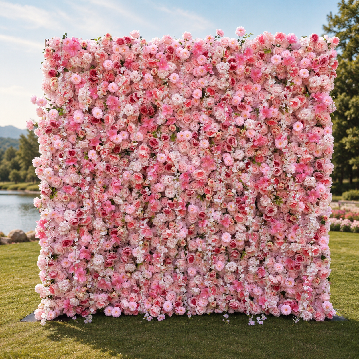 Blush Rose Artificial Flower Wall Backdrop for Weddings and Events