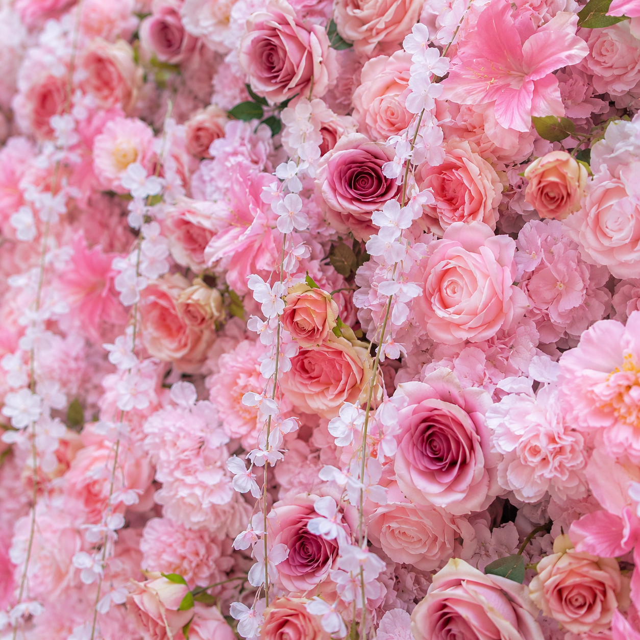 Blush Rose Artificial Flower Wall Backdrop for Weddings and Events