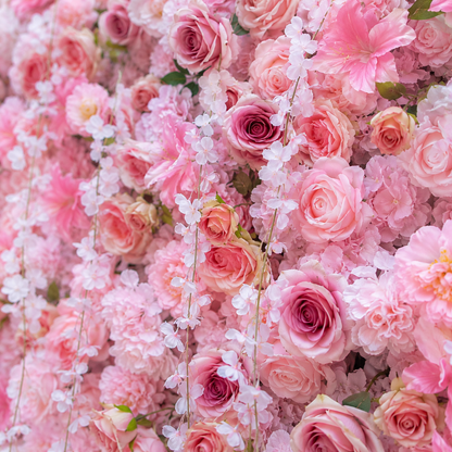 Blush Rose Artificial Flower Wall Backdrop for Weddings and Events