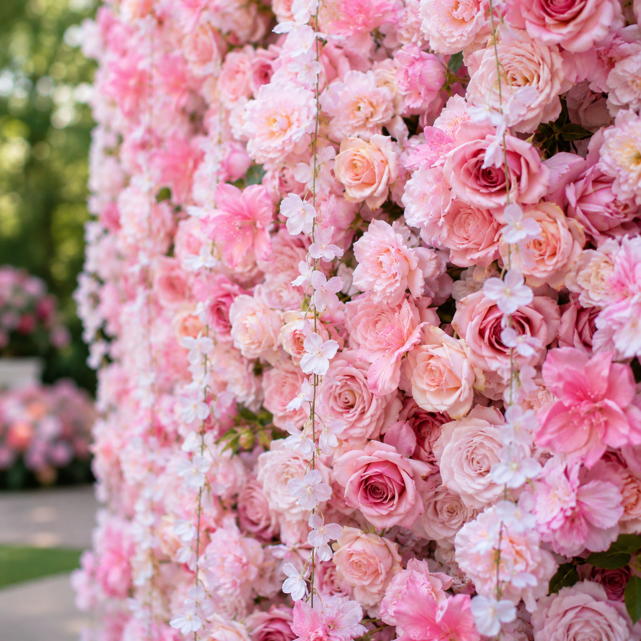 Blush Rose Artificial Flower Wall Backdrop for Weddings and Events
