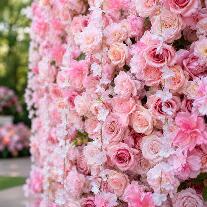Blush Rose Artificial Flower Wall Backdrop for Weddings and Events