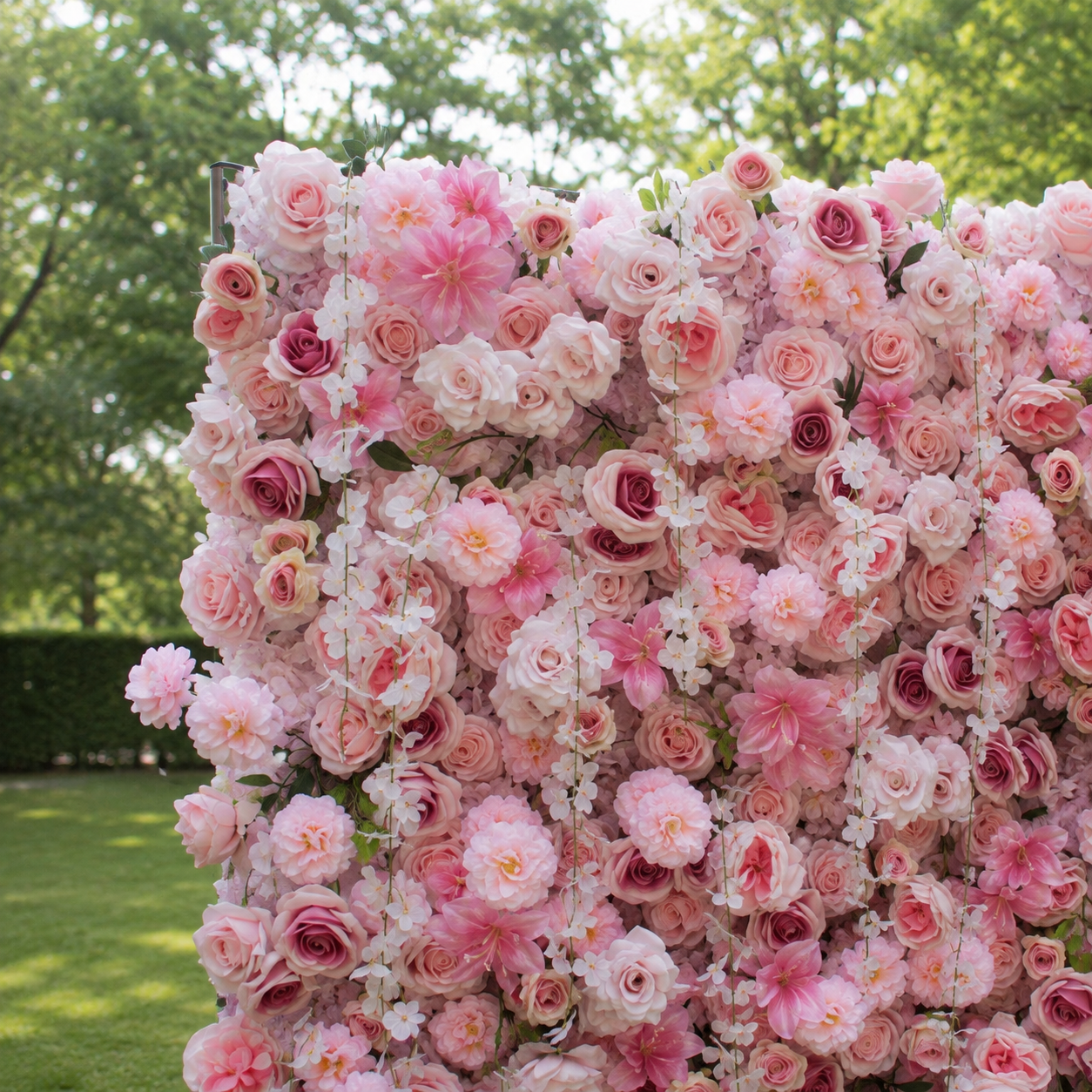 Blush Rose Artificial Flower Wall Backdrop for Weddings and Events