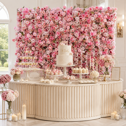 Blush Rose Artificial Flower Wall Backdrop for Weddings and Events