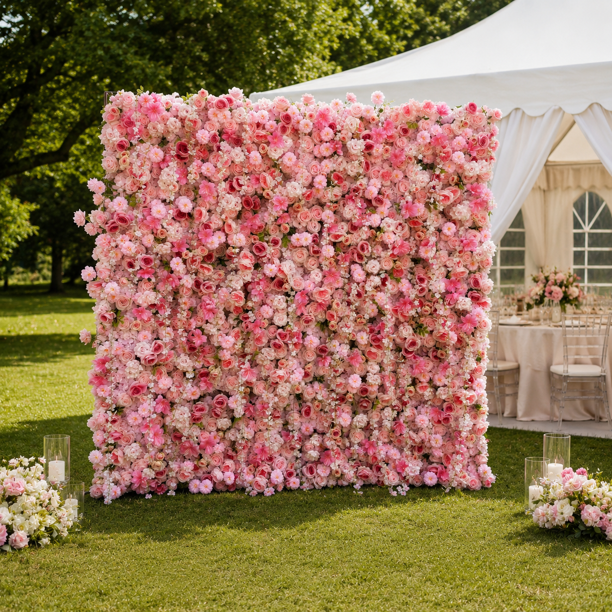 Blush Rose Artificial Flower Wall Backdrop for Weddings and Events