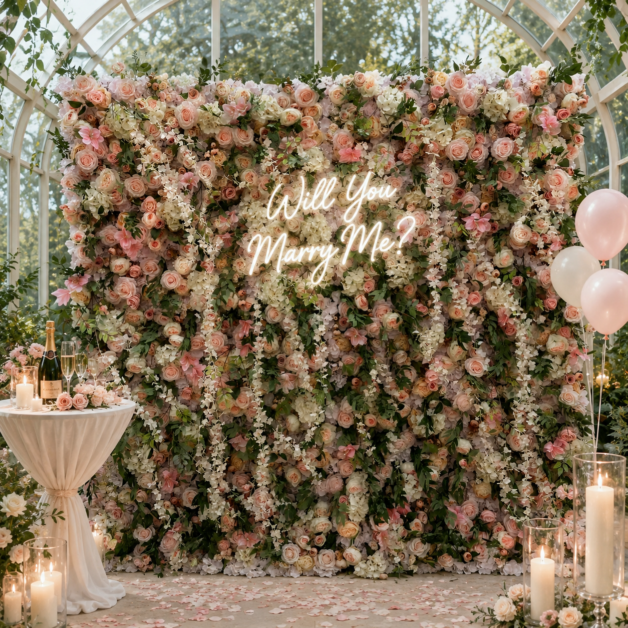 Camellia Rose Garden Artificial Flower Wall Backdrop for Weddings Proposals Birthday Parties and Wedding Season Events