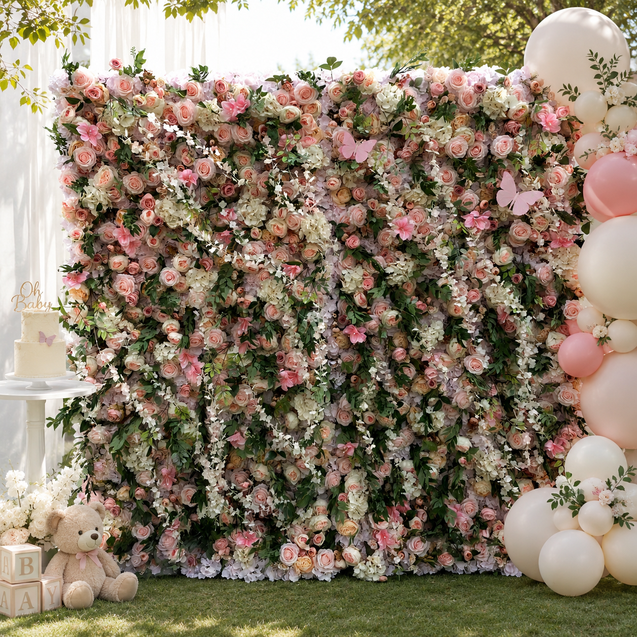 Camellia Rose Garden Artificial Flower Wall Backdrop for Weddings Proposals Birthday Parties and Wedding Season Events