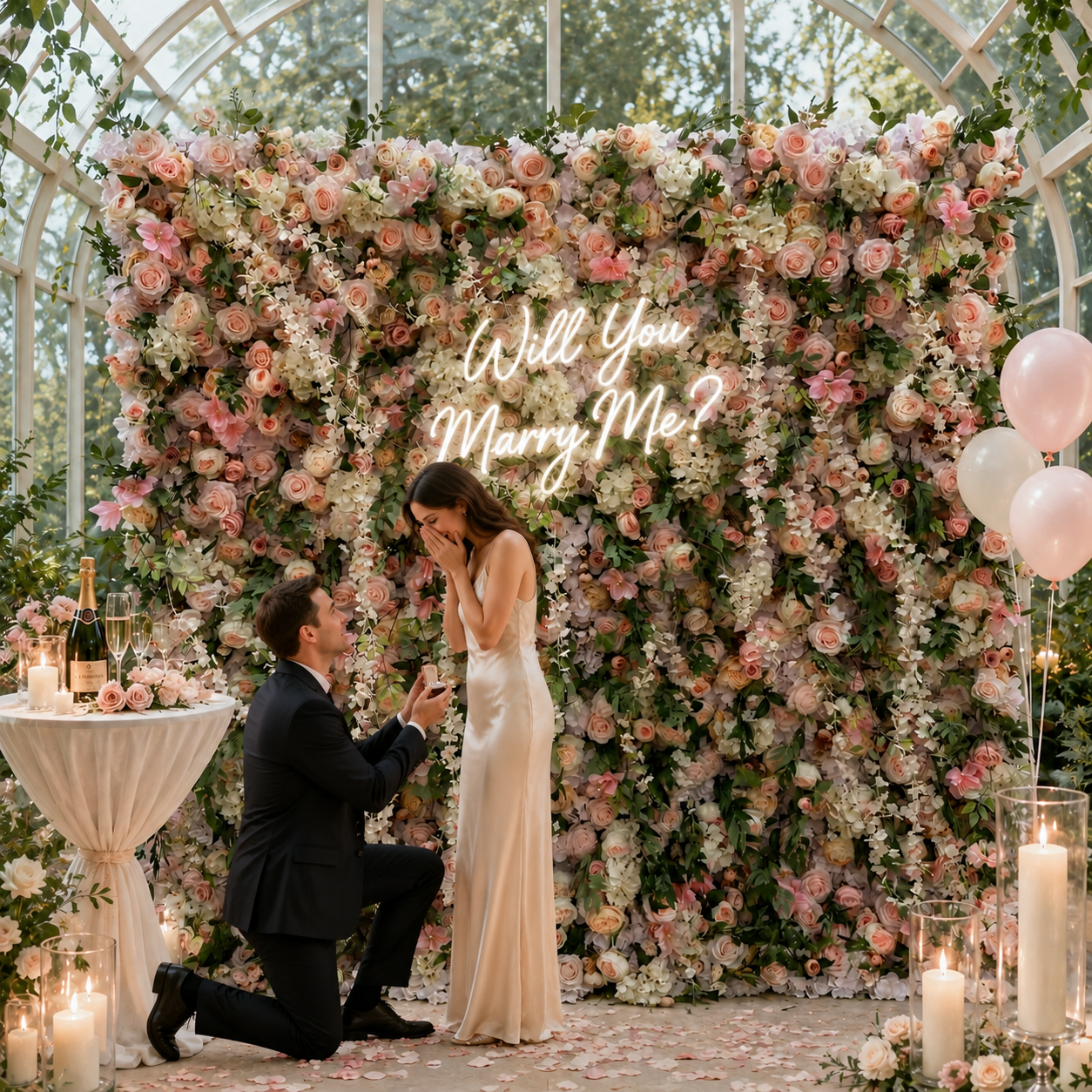 Camellia Rose Garden Artificial Flower Wall Backdrop for Weddings Proposals Birthday Parties and Wedding Season Events