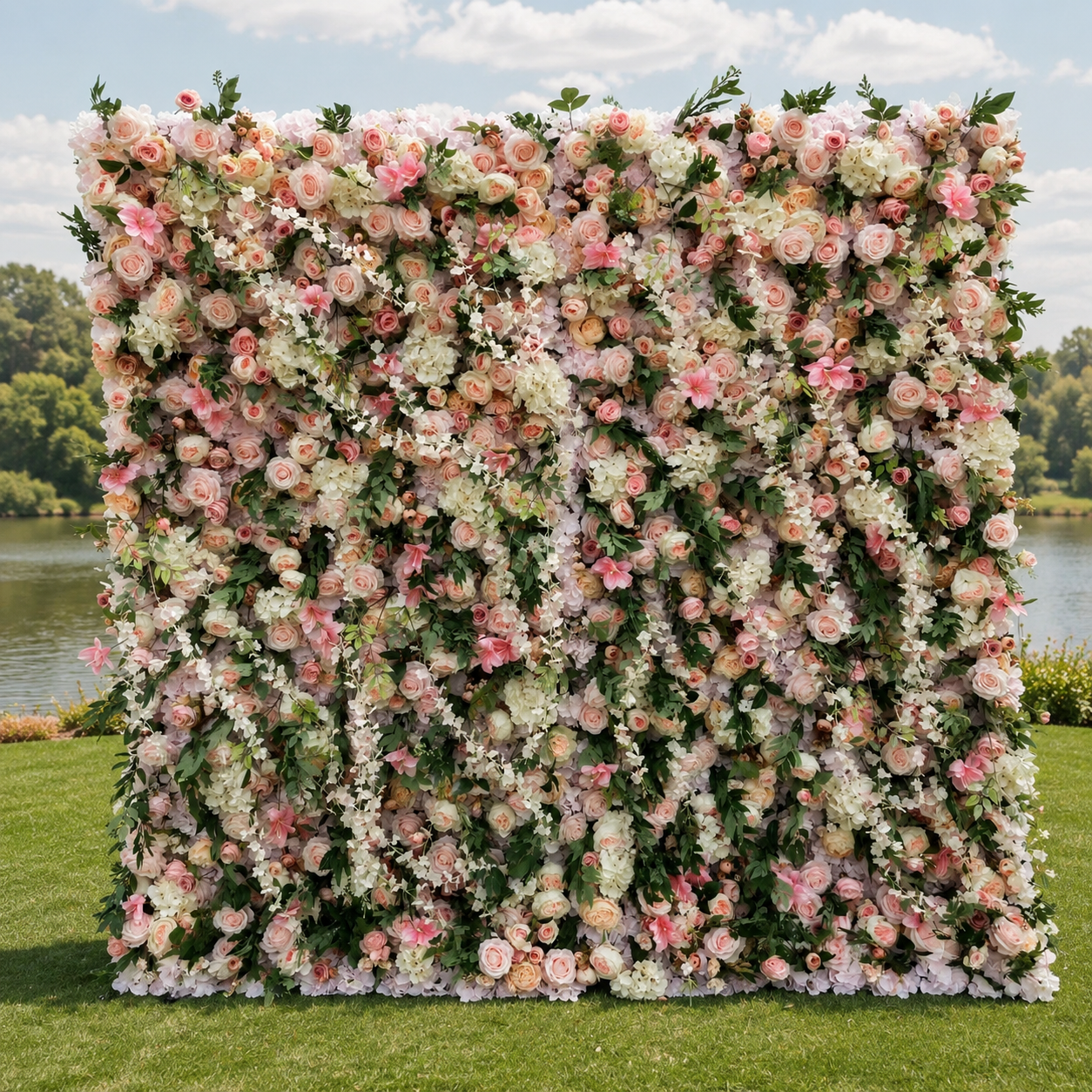 Camellia Rose Garden Artificial Flower Wall Backdrop for Weddings Proposals Birthday Parties and Wedding Season Events