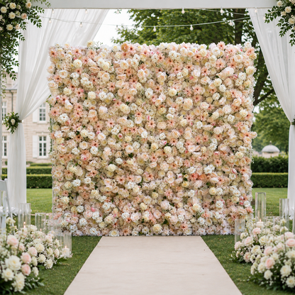 Champagne Garden Fabric Artificial Flower Wall Backdrop for Luxury Weddings Parties Events Decor