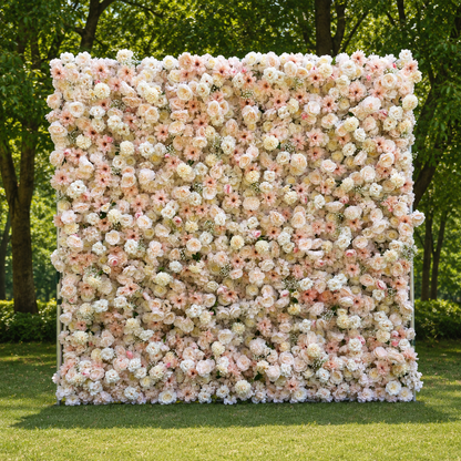 Champagne Garden Fabric Artificial Flower Wall Backdrop for Luxury Weddings Parties Events Decor