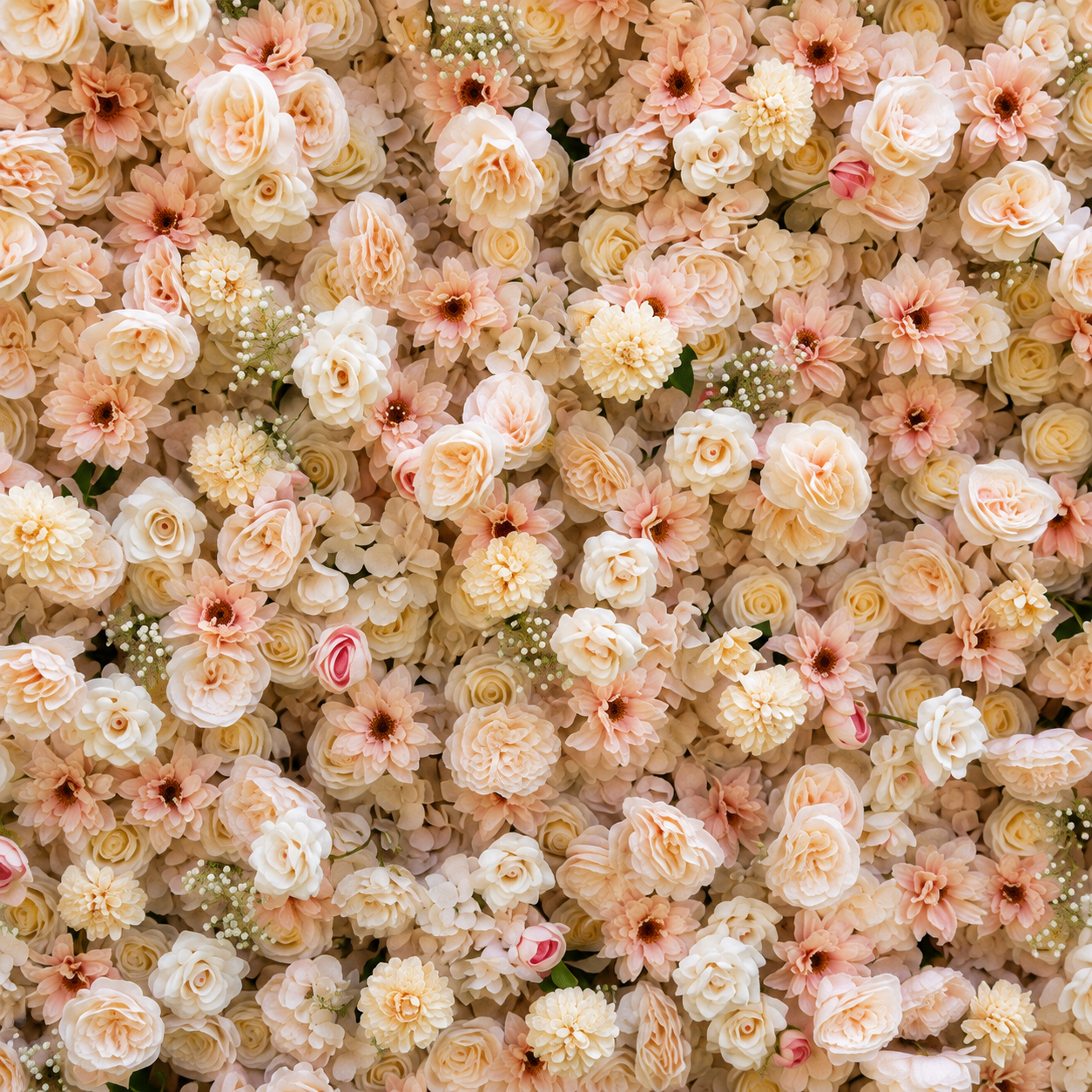 Champagne Garden Fabric Artificial Flower Wall Backdrop for Luxury Weddings Parties Events Decor