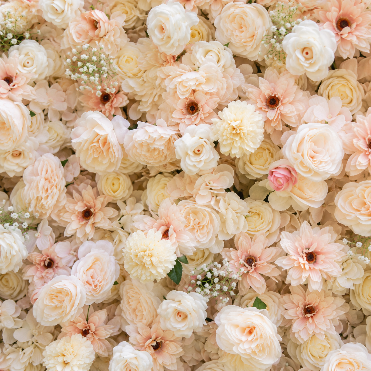 Champagne Garden Fabric Artificial Flower Wall Backdrop for Luxury Weddings Parties Events Decor