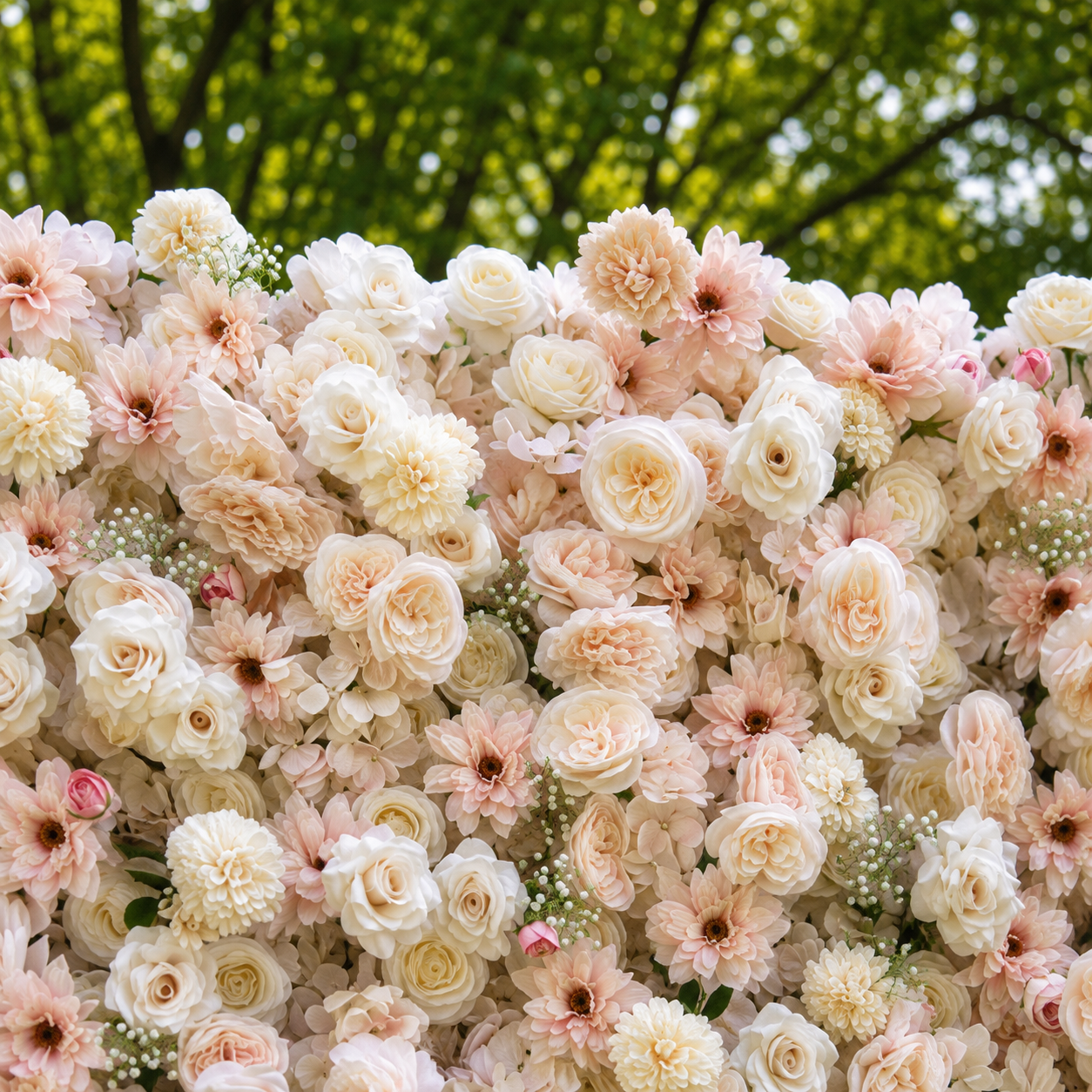 Champagne Garden Fabric Artificial Flower Wall Backdrop for Luxury Weddings Parties Events Decor