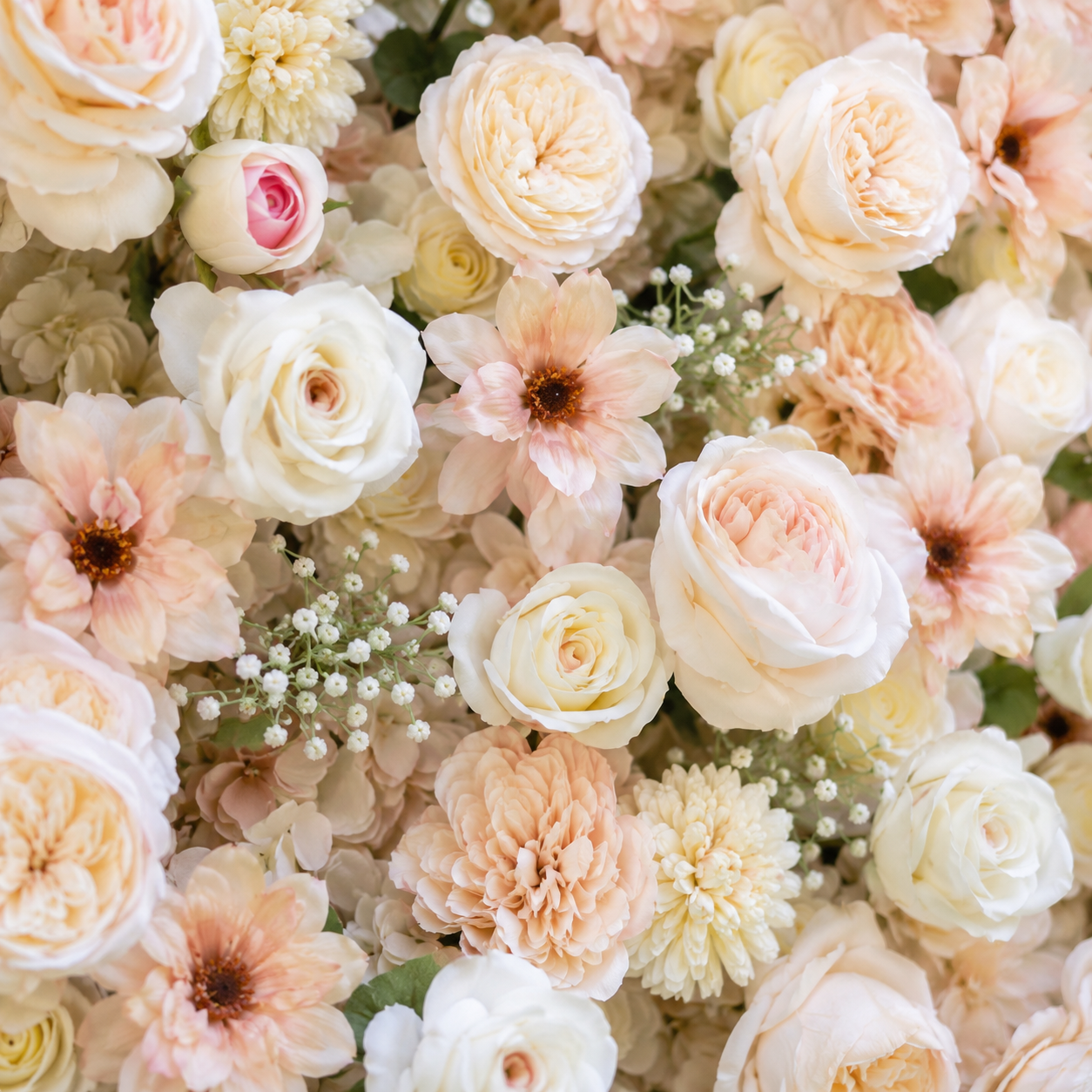 Champagne Garden Fabric Artificial Flower Wall Backdrop for Luxury Weddings Parties Events Decor