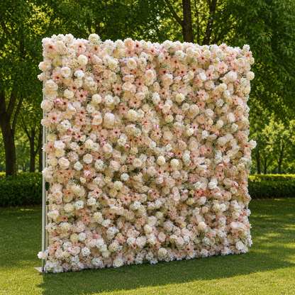 Champagne Garden Fabric Artificial Flower Wall Backdrop for Luxury Weddings Parties Events Decor