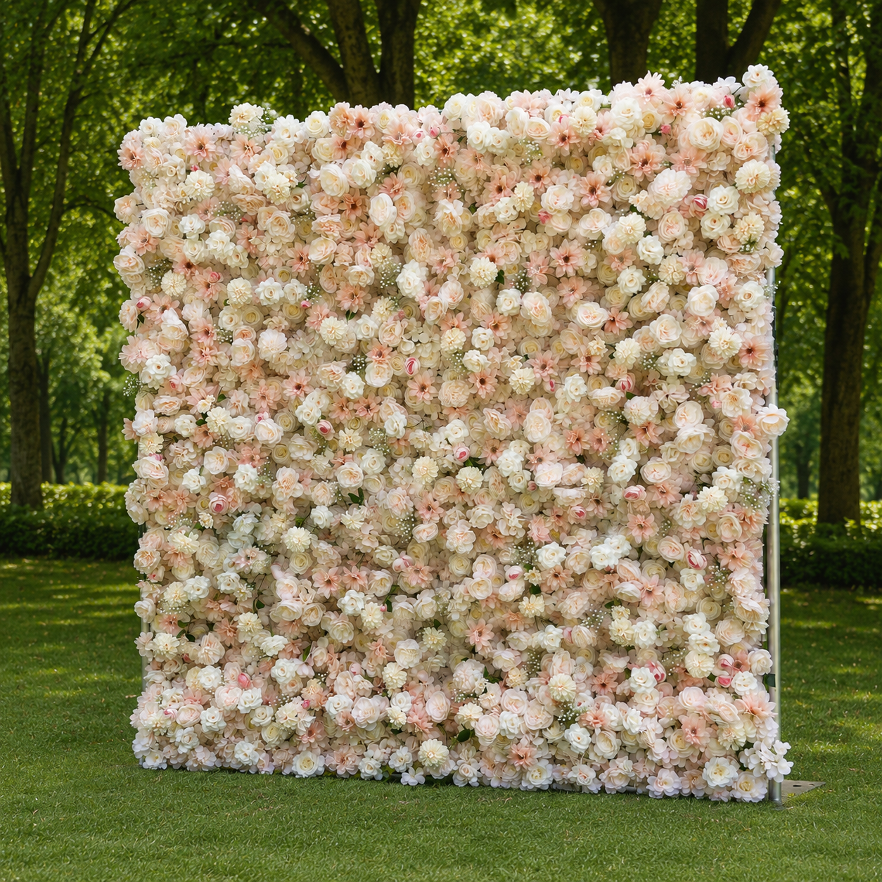 Champagne Garden Fabric Artificial Flower Wall Backdrop for Luxury Weddings Parties Events Decor