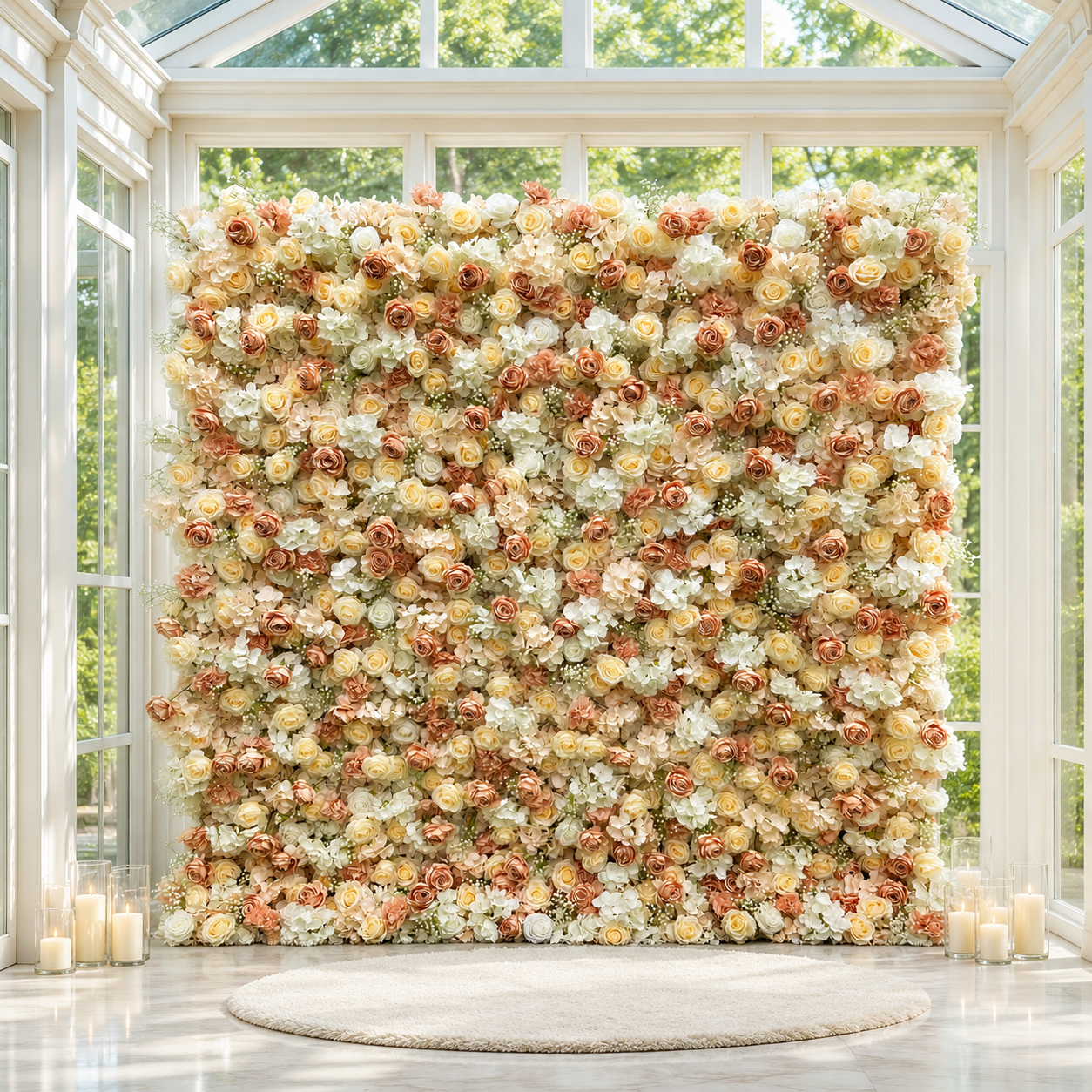Champagne Rose Artificial Flower Wall Backdrop for Bridal Showers Birthdays Engagement Parties Wedding Receptions and Brand Events