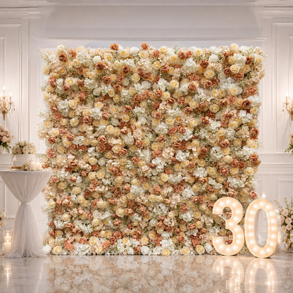 Champagne Rose Artificial Flower Wall Backdrop for Bridal Showers Birthdays Engagement Parties Wedding Receptions and Brand Events
