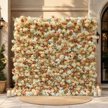 Champagne Rose Artificial Flower Wall Backdrop for Bridal Showers Birthdays Engagement Parties Wedding Receptions and Brand Events