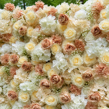 Champagne Rose Artificial Flower Wall Backdrop for Bridal Showers Birthdays Engagement Parties Wedding Receptions and Brand Events