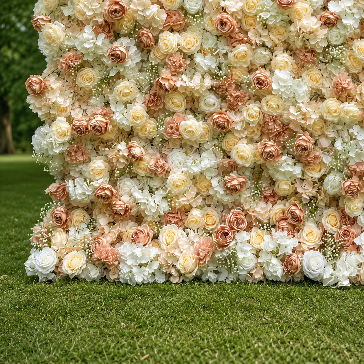 Champagne Rose Artificial Flower Wall Backdrop for Bridal Showers Birthdays Engagement Parties Wedding Receptions and Brand Events