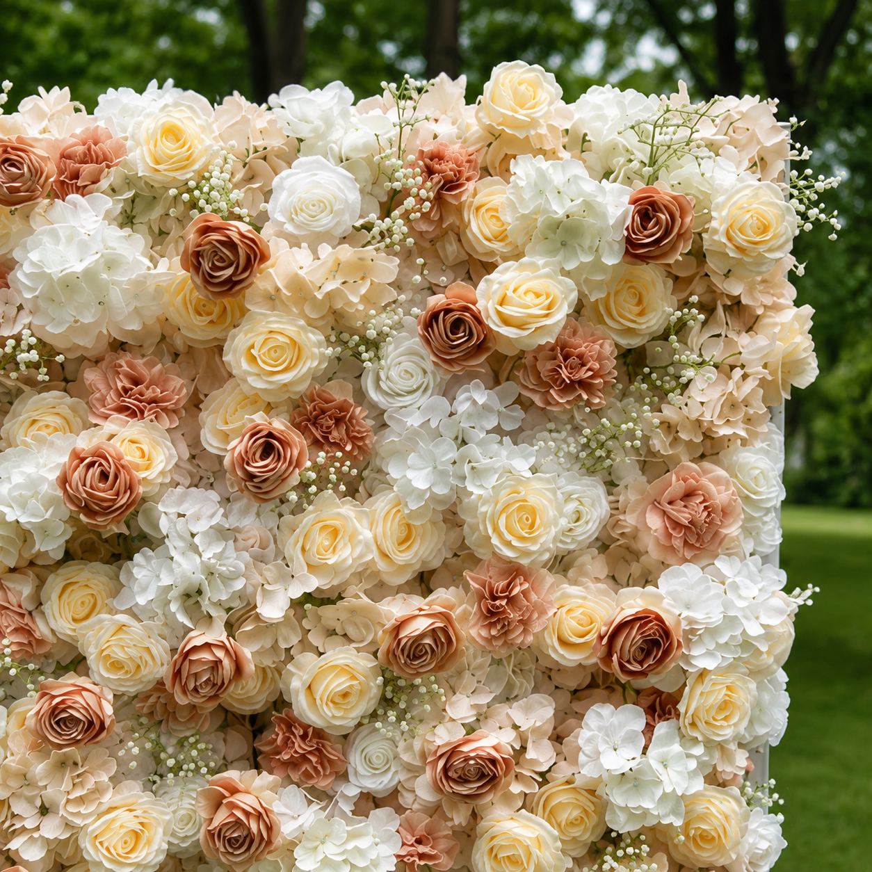 Champagne Rose Artificial Flower Wall Backdrop for Bridal Showers Birthdays Engagement Parties Wedding Receptions and Brand Events
