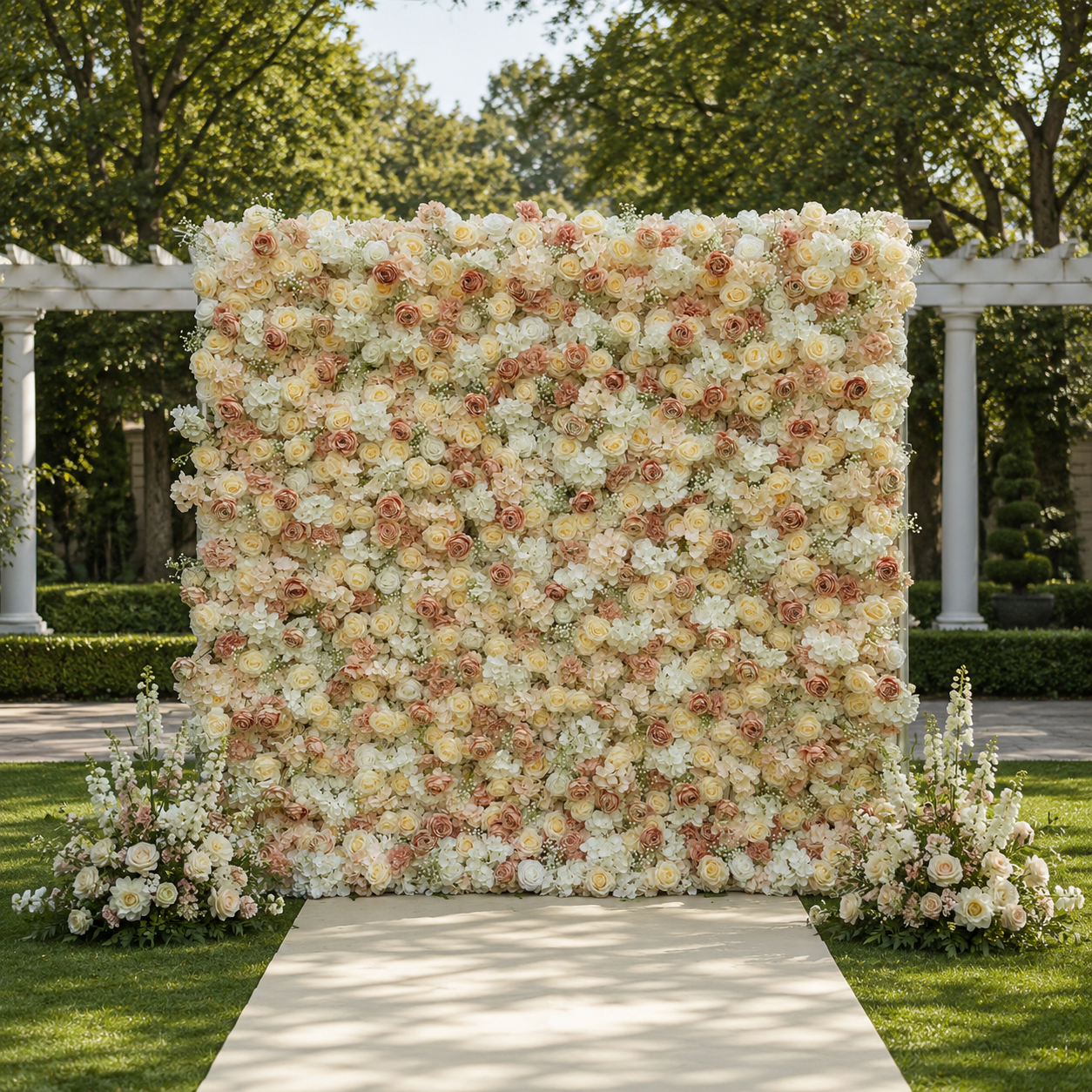 Champagne Rose Artificial Flower Wall Backdrop for Bridal Showers Birthdays Engagement Parties Wedding Receptions and Brand Events