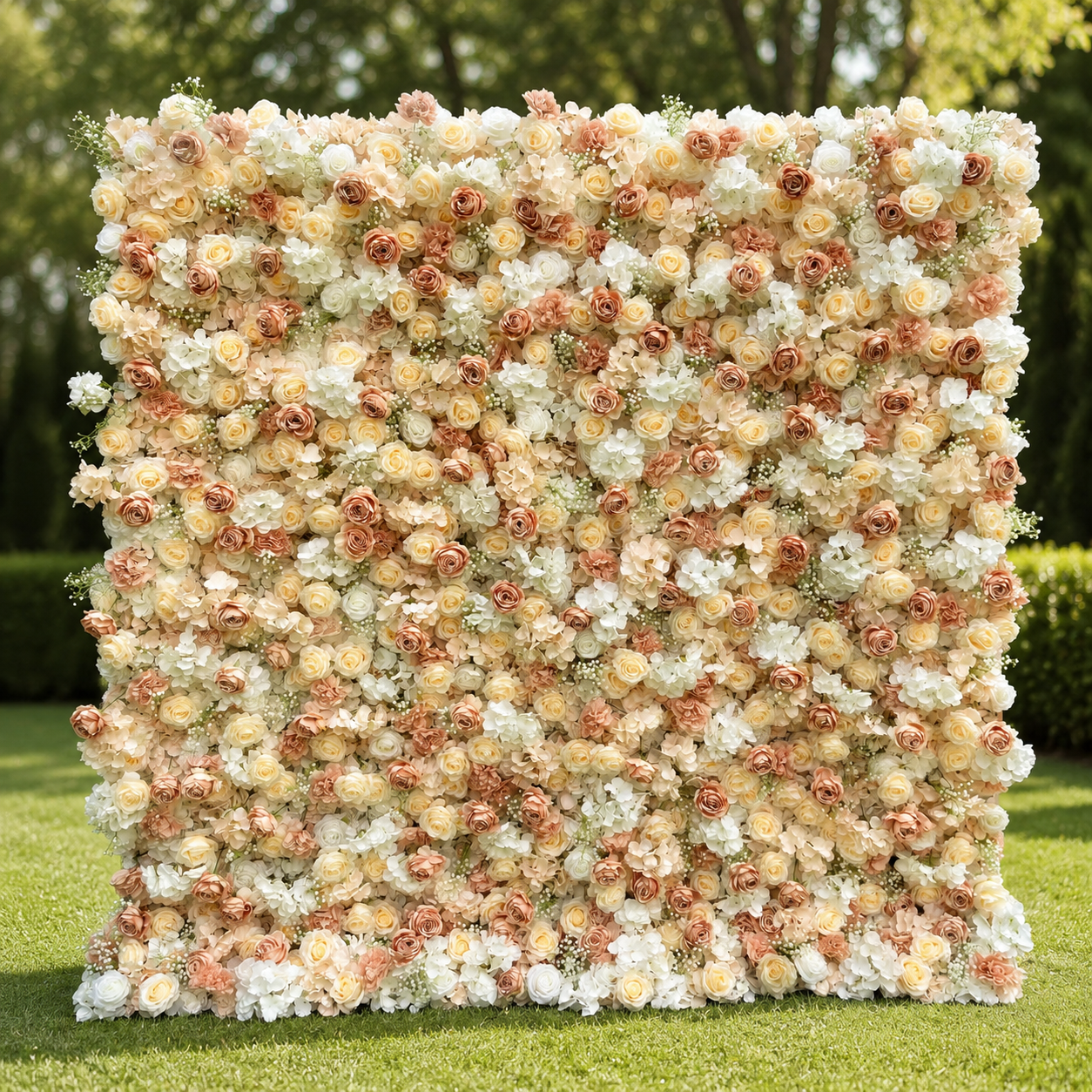 Champagne Rose Artificial Flower Wall Backdrop for Bridal Showers Birthdays Engagement Parties Wedding Receptions and Brand Events