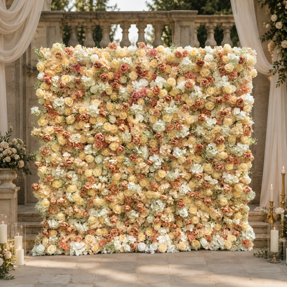 Champagne Rose Artificial Flower Wall Backdrop for Bridal Showers Birthdays Engagement Parties Wedding Receptions and Brand Events