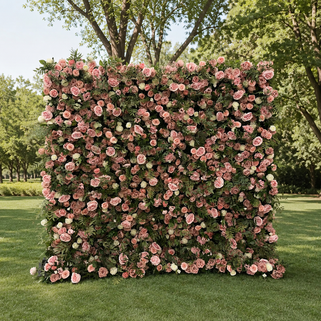 Dusty Rose and Cream Artificial Flower Wall Backdrop for Bridal Showers, Photo Booths and Events