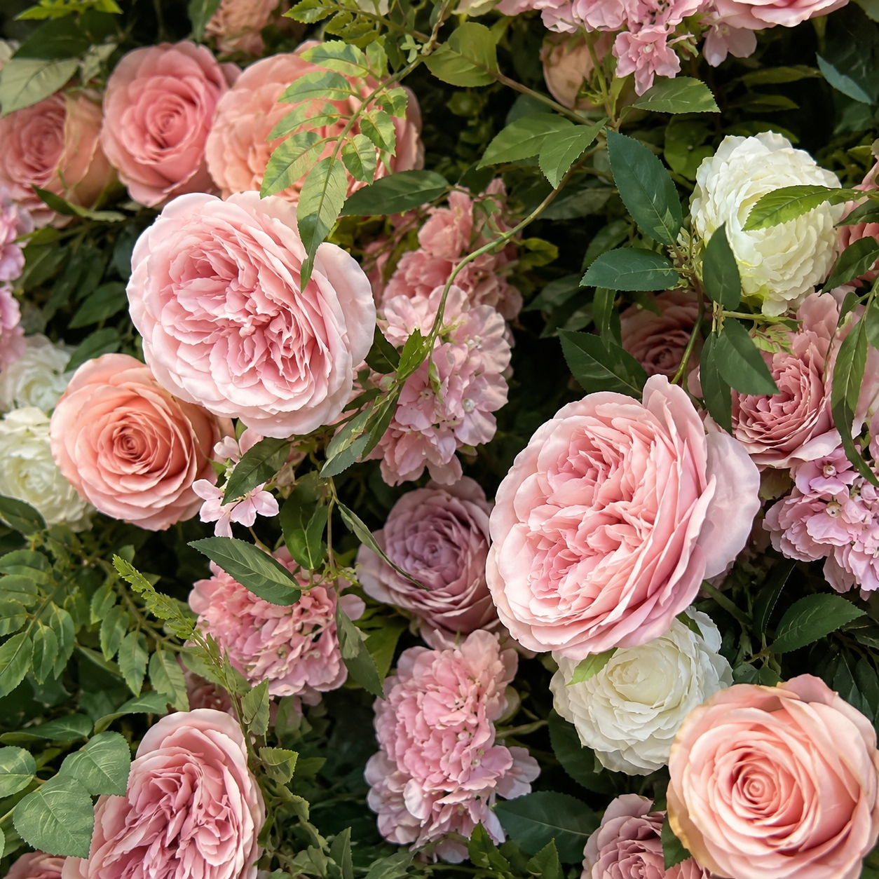 Dusty Rose and Cream Artificial Flower Wall Backdrop for Bridal Showers, Photo Booths and Events