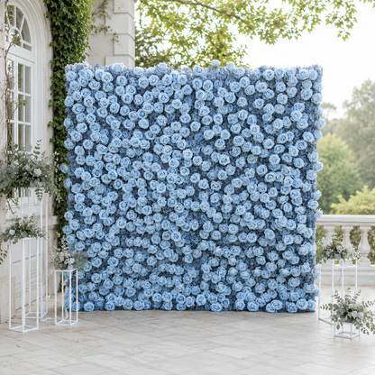Dusty Blue Rose Flower Wall Backdrop for Baby Shower Graduation Season